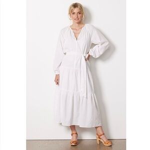 ROAN + RYAN | Josephina Long Sleeve Tiered Maxi Dress in White | Sz M